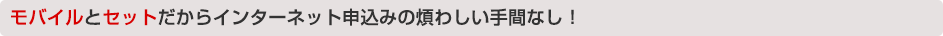 モバイルとセットだからインターネット申込の煩わしい手間なし！